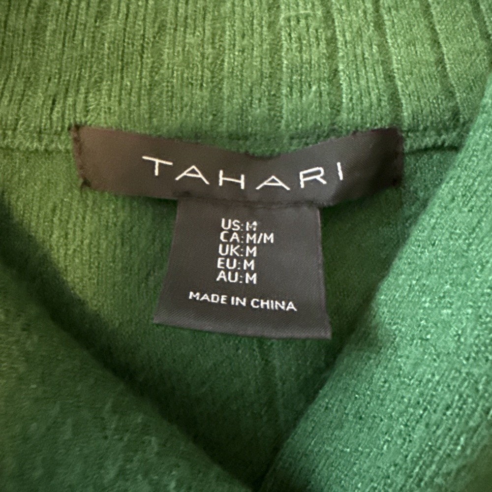 Tahari Kelly Green Cardigan Sweater Jacket Utility Pocket Crop Boxy M Slouchy - Picture 6 of 8
